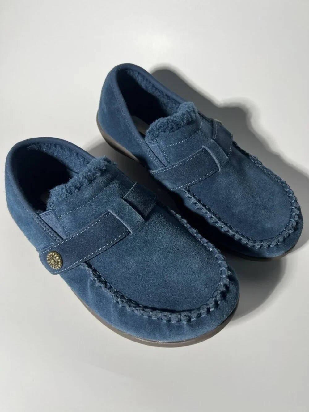 Revitalign Siesta Splendid Women’s Orthotic Suede Slip-On Shoes Blue 9D Wide NEW